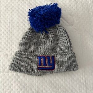 Unisex Gray and Blue New York NY Giants Football Pom-Pom Beanie